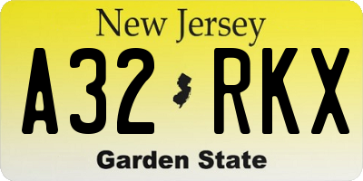NJ license plate A32RKX