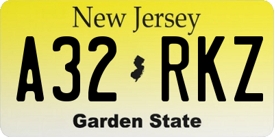 NJ license plate A32RKZ