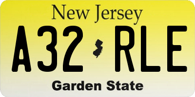 NJ license plate A32RLE