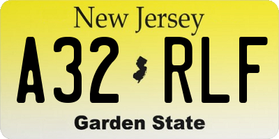 NJ license plate A32RLF