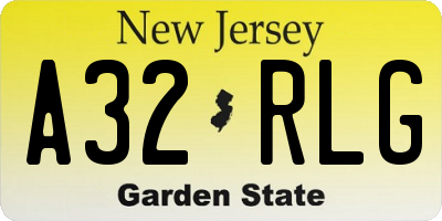NJ license plate A32RLG