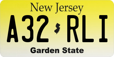 NJ license plate A32RLI