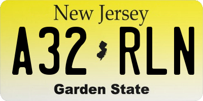 NJ license plate A32RLN
