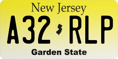 NJ license plate A32RLP
