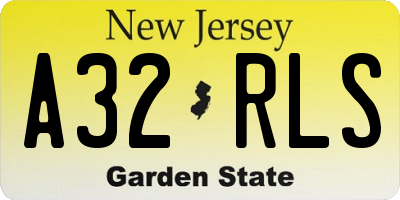 NJ license plate A32RLS