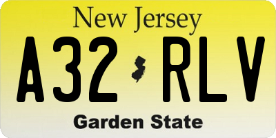 NJ license plate A32RLV