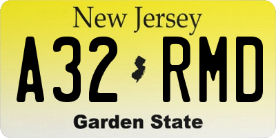 NJ license plate A32RMD