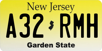 NJ license plate A32RMH