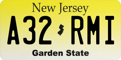 NJ license plate A32RMI