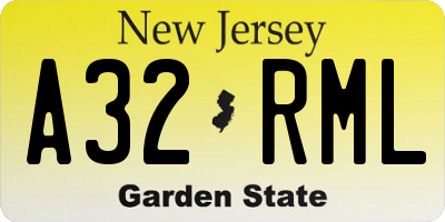 NJ license plate A32RML