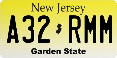 NJ license plate A32RMM