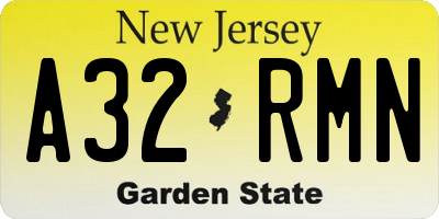 NJ license plate A32RMN