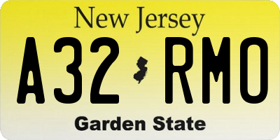 NJ license plate A32RMO