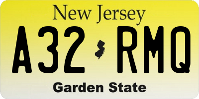 NJ license plate A32RMQ