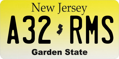 NJ license plate A32RMS
