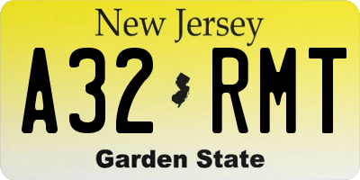 NJ license plate A32RMT