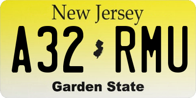 NJ license plate A32RMU