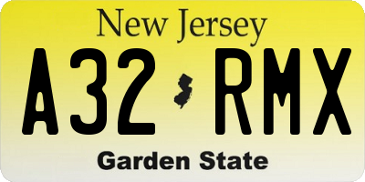 NJ license plate A32RMX