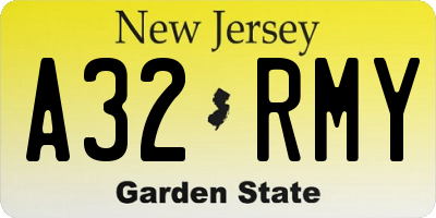 NJ license plate A32RMY