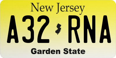 NJ license plate A32RNA