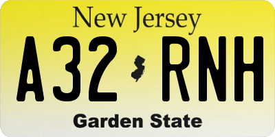 NJ license plate A32RNH