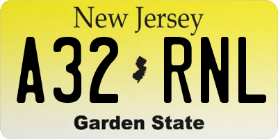NJ license plate A32RNL
