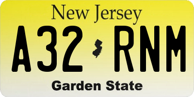 NJ license plate A32RNM