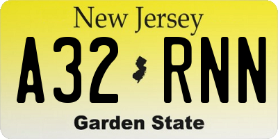 NJ license plate A32RNN
