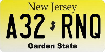 NJ license plate A32RNQ