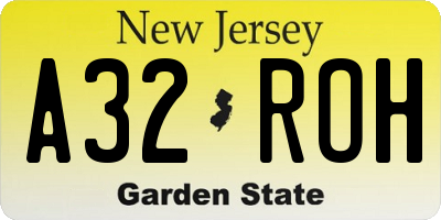 NJ license plate A32ROH