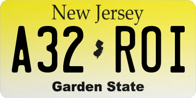 NJ license plate A32ROI