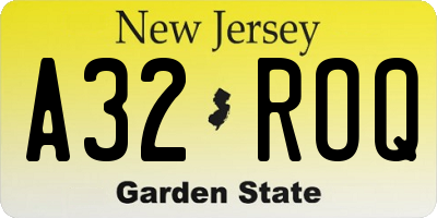 NJ license plate A32ROQ