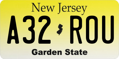 NJ license plate A32ROU