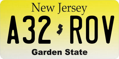 NJ license plate A32ROV