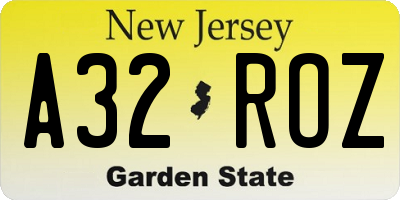 NJ license plate A32ROZ