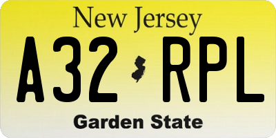 NJ license plate A32RPL