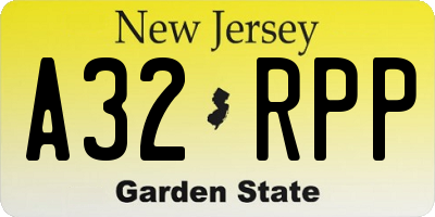 NJ license plate A32RPP