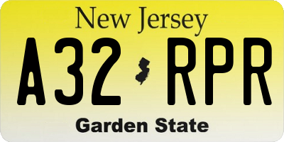 NJ license plate A32RPR