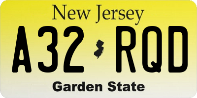 NJ license plate A32RQD