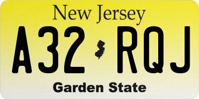 NJ license plate A32RQJ