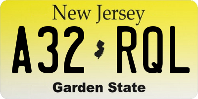 NJ license plate A32RQL