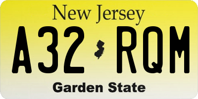 NJ license plate A32RQM