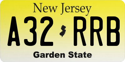 NJ license plate A32RRB