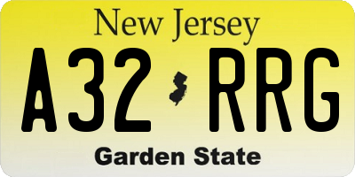 NJ license plate A32RRG