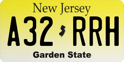 NJ license plate A32RRH