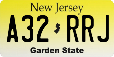 NJ license plate A32RRJ