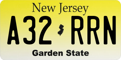 NJ license plate A32RRN