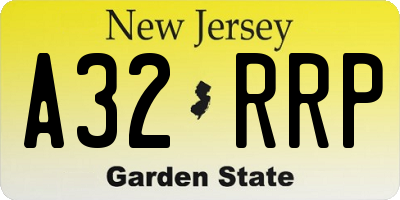 NJ license plate A32RRP