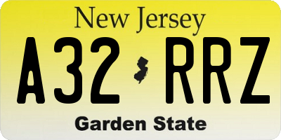 NJ license plate A32RRZ