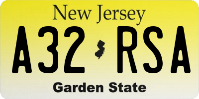 NJ license plate A32RSA
